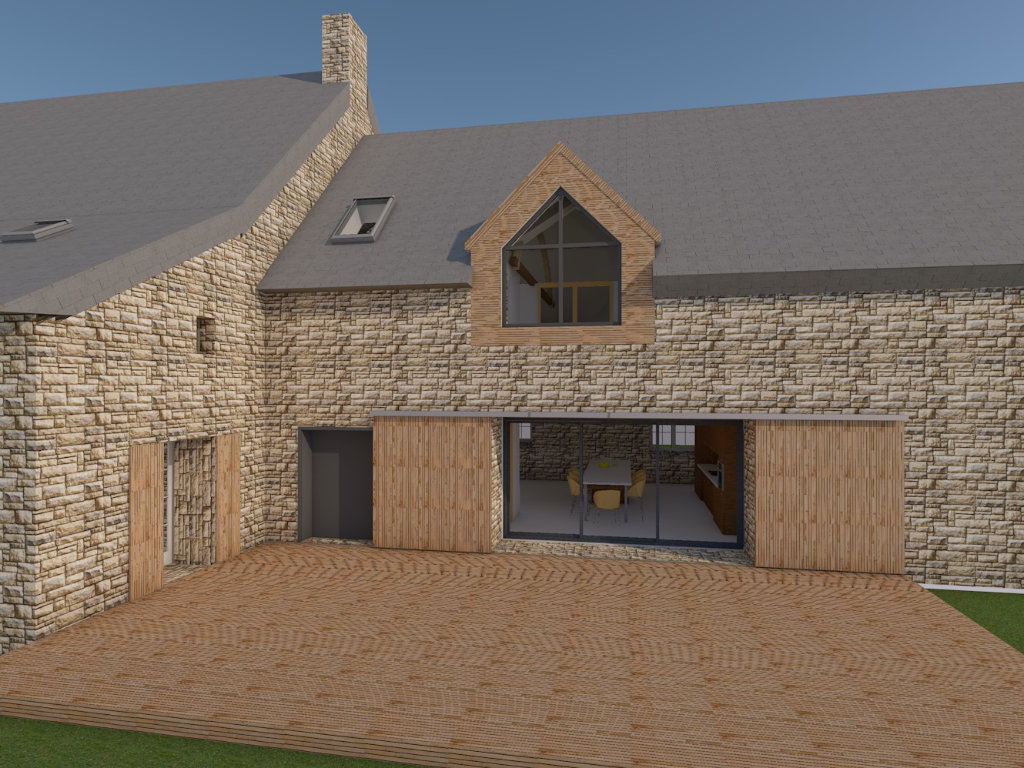 Perspective extérieure façade OUEST contemporaine