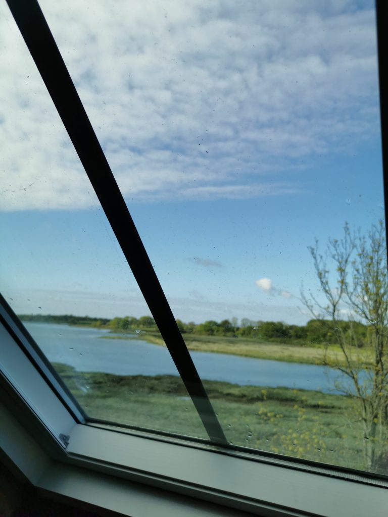 Vue sur les marais de Séné depuis la fenêtre créée